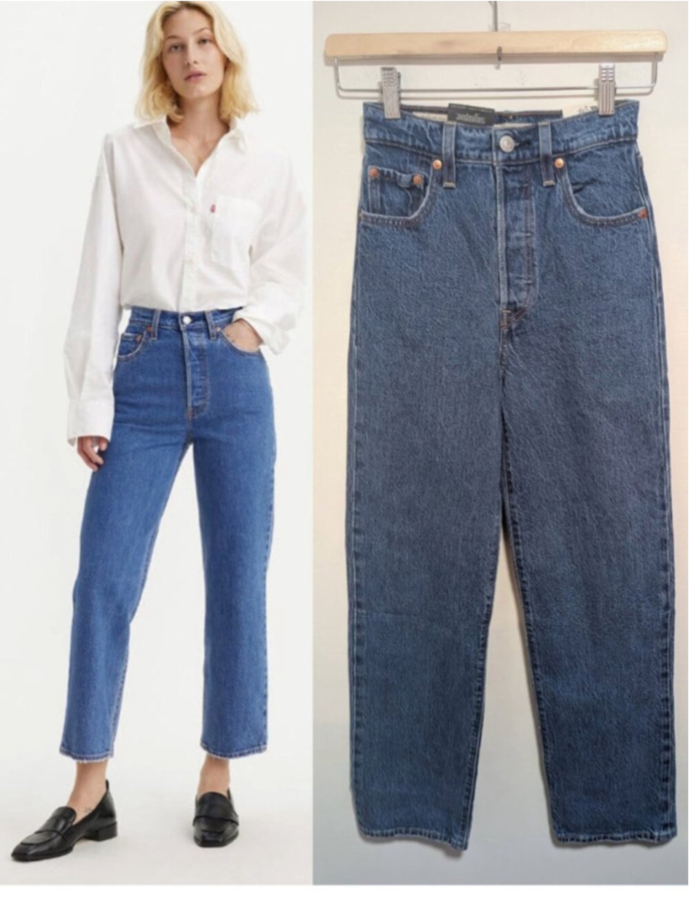 Levi’s | Ribcage Straight Ankle Jeans In Medium Blue Wash